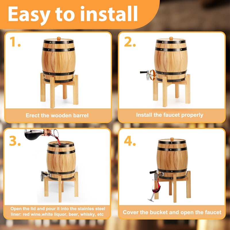 SERdeerCH 3L Wooden Beer Tower Dispenser Drink Built in stainless steel liner, which can hold beer, red wine, white liquor, cocktails, etc Removable Easy to Clean Keg Tag for Party - Image 5